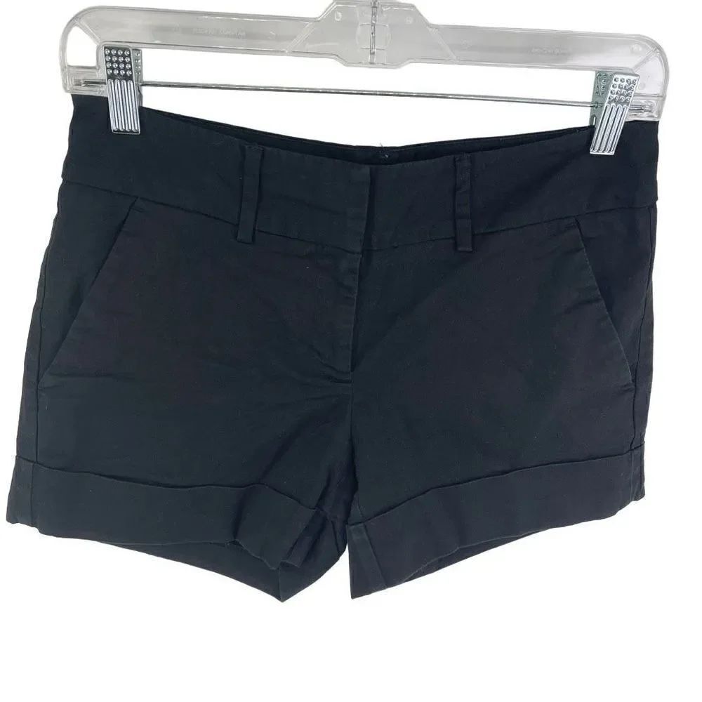 New York & Company Women's Shorts Mid Rise Stretch Flat Front Black Size 0